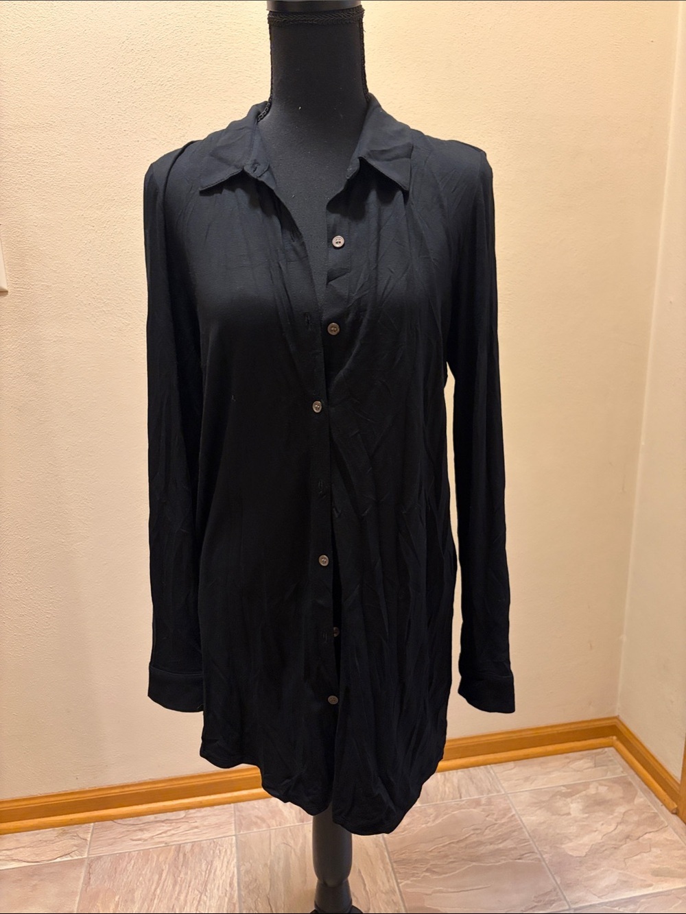 J. Jill Black Quilted-Texture Button-Front Jacket